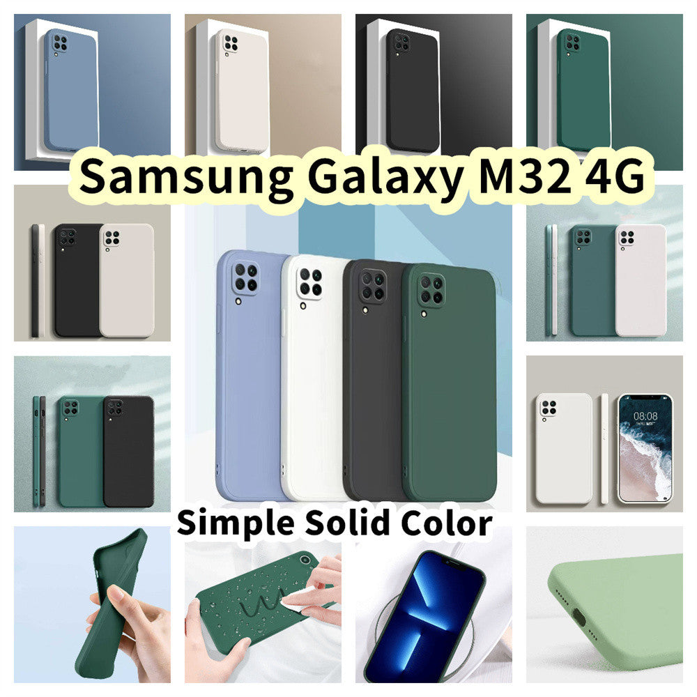For Samsung Galaxy M32 4G Cover Drop and wear resistant Silicone Full Case Classic Simple Solid Color Phone Case Cover