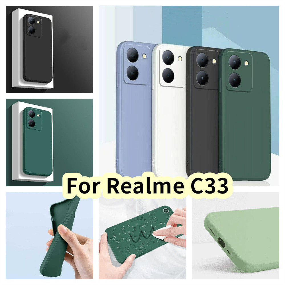 For Realme C33 Cover Drop and wear resistant Silicone Full Case Classic Simple Solid Color Phone Case Cover