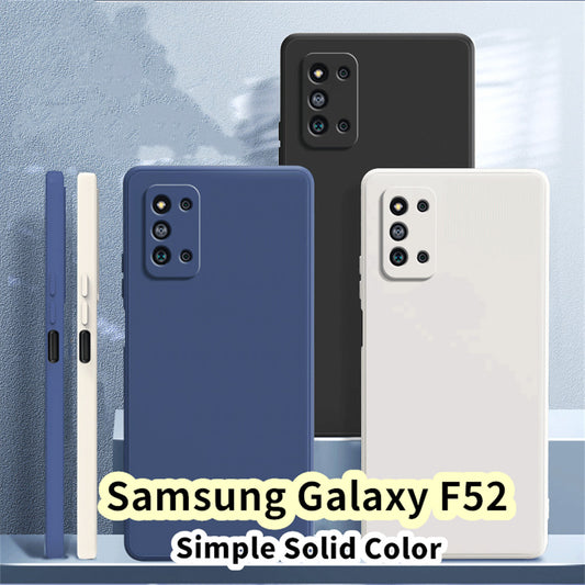 For Samsung Galaxy F52 Cover Drop and wear resistant Silicone Full Case Classic Simple Solid Color Phone Case Cover