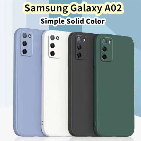 For Samsung Galaxy A02 Cover Drop and wear resistant Silicone Full Case Classic Simple Solid Color Phone Case Cover