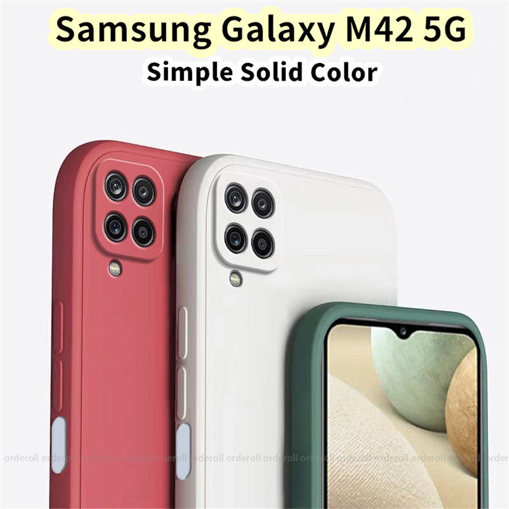 For Samsung Galaxy M42 5G Cover Drop and wear resistant Silicone Full Case Classic Simple Solid Color Phone Case Cover