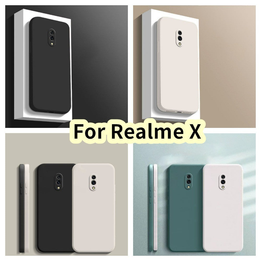 For Realme X Cover Drop and wear resistant Silicone Full Case Classic Simple Solid Color Phone Case Cover