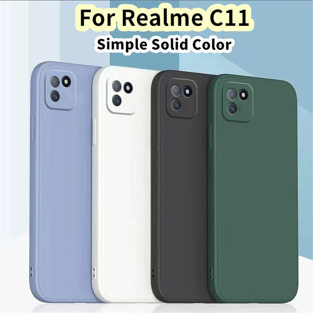 For Realme C11 Cover Drop and wear resistant Silicone Full Case Classic Simple Solid Color Phone Case Cover