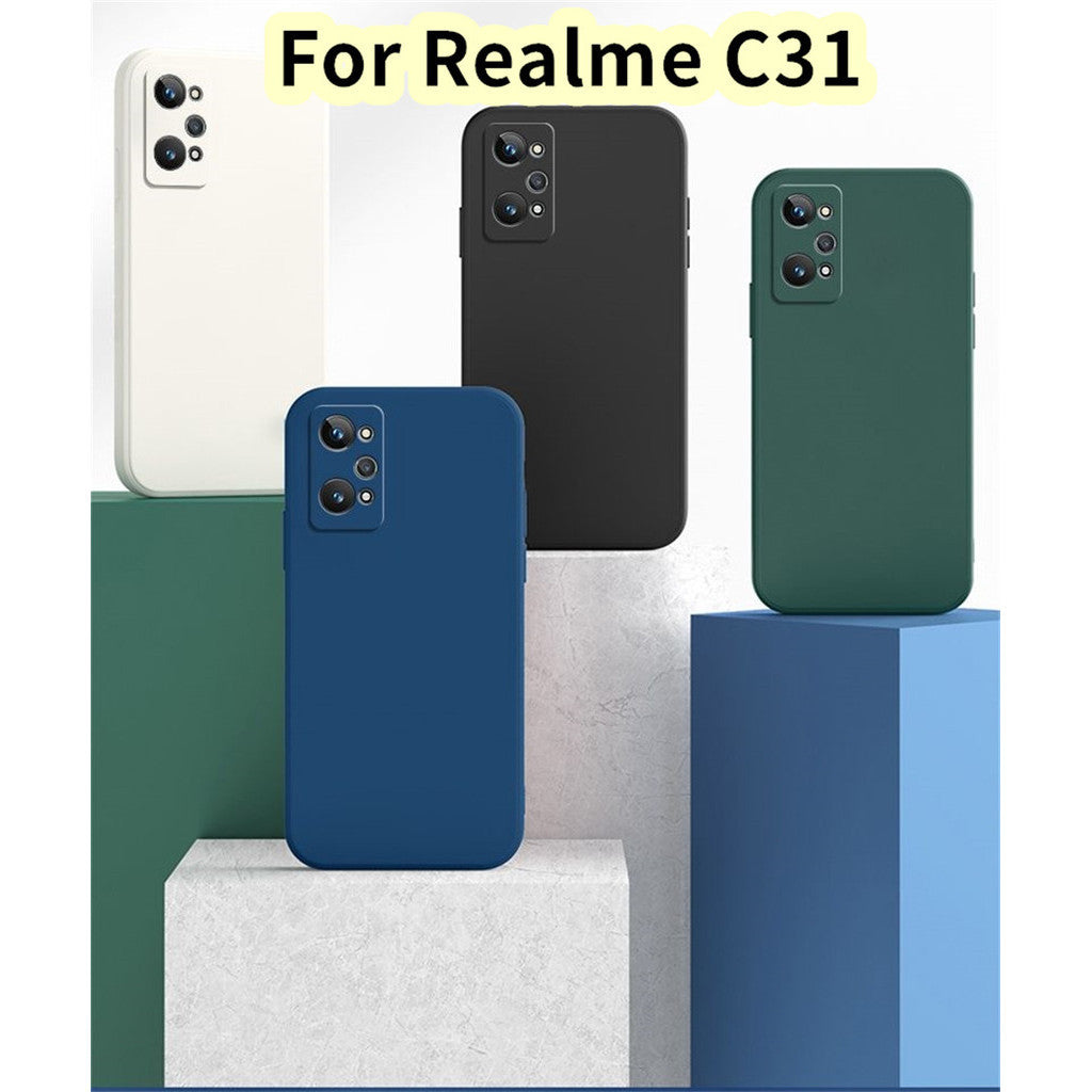 For Realme C31 Cover Drop and wear resistant Silicone Full Case Classic Simple Solid Color Phone Case Cover