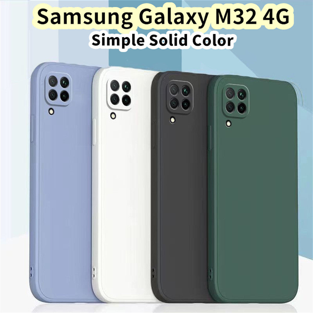 For Samsung Galaxy M32 4G Cover Drop and wear resistant Silicone Full Case Classic Simple Solid Color Phone Case Cover