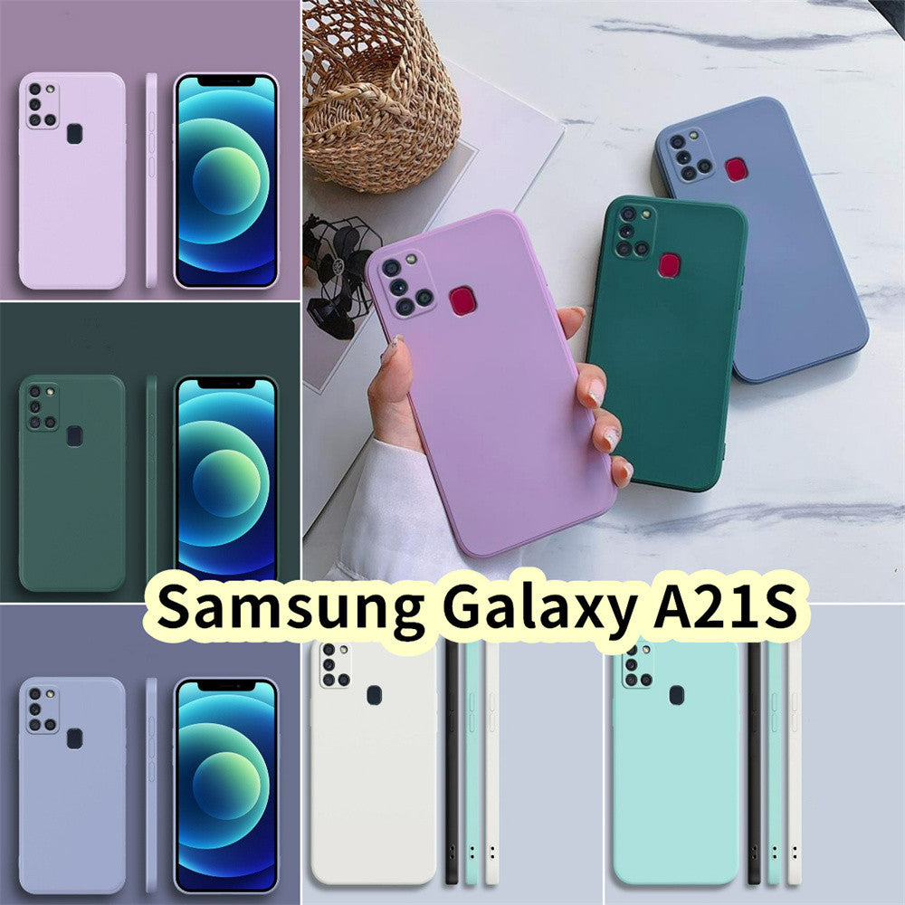 For Samsung Galaxy A21S Cover Drop and wear resistant Silicone Full Case Classic Simple Solid Color Phone Case Cover