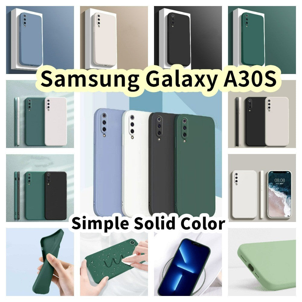 For Samsung Galaxy A30S Cover Drop and wear resistant Silicone Full Case Classic Simple Solid Color Phone Case Cover