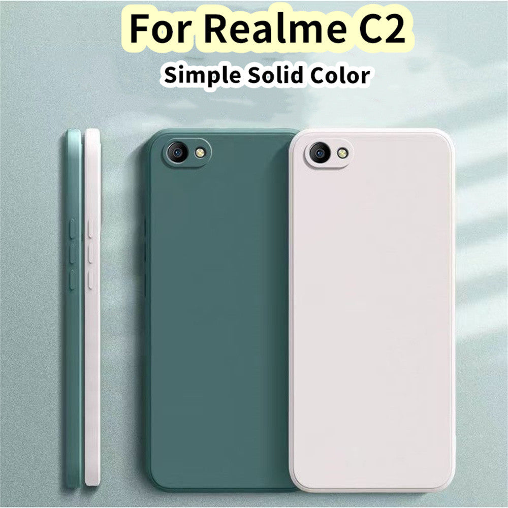 For Realme C2 Cover Drop and wear resistant Silicone Full Case Classic Simple Solid Color Phone Case Cover