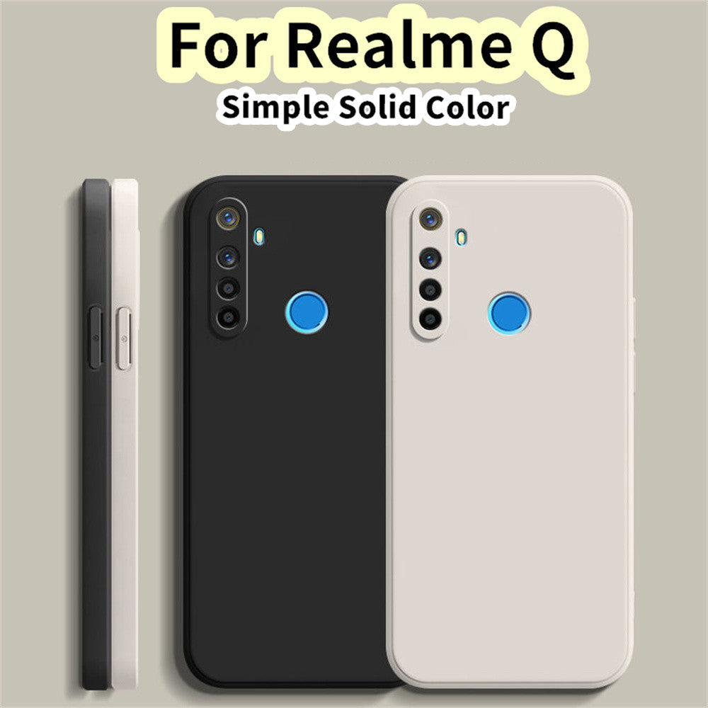 For Realme Q Cover Drop and wear resistant Silicone Full Case Classic Simple Solid Color Phone Case Cover
