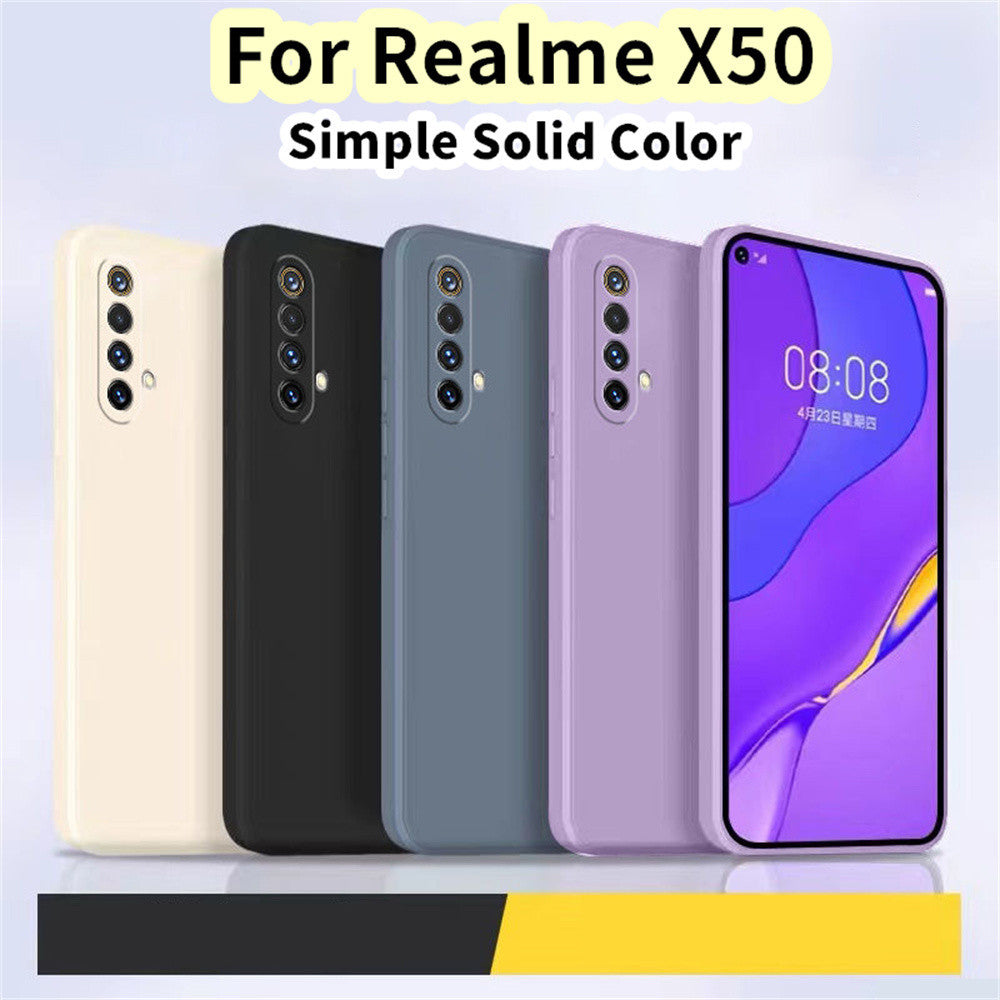 For Realme X50 Cover Drop and wear resistant Silicone Full Case Classic Simple Solid Color Phone Case Cover