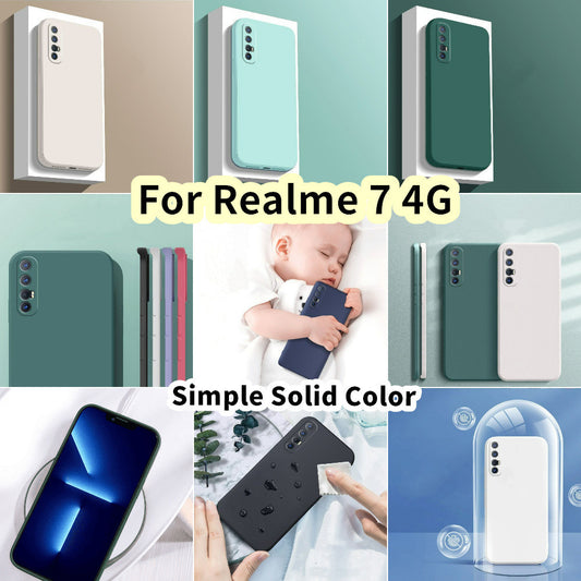 For Realme 7 4G Cover Drop and wear resistant Silicone Full Case Classic Simple Solid Color Phone Case Cover