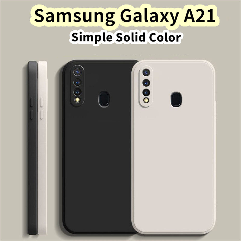 For Samsung Galaxy A21 Cover Drop and wear resistant Silicone Full Case Classic Simple Solid Color Phone Case Cover