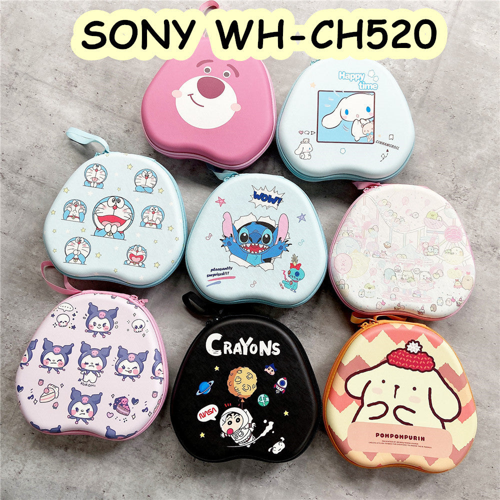 For SONY WH-CH520 Headphone Case Cartoon Creative Patterns Headset Earpads Storage Bag Casing Box
