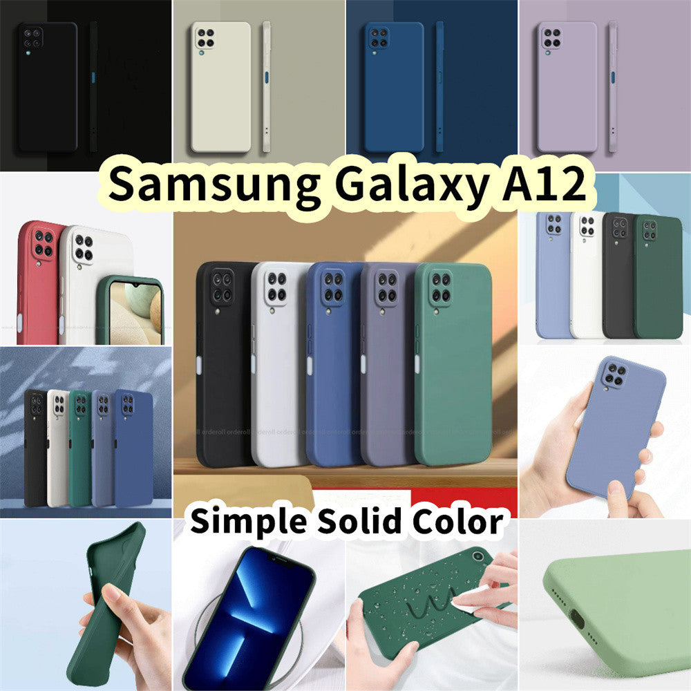 For Samsung Galaxy A12 Cover Drop and wear resistant Silicone Full Case Classic Simple Solid Color Phone Case Cover