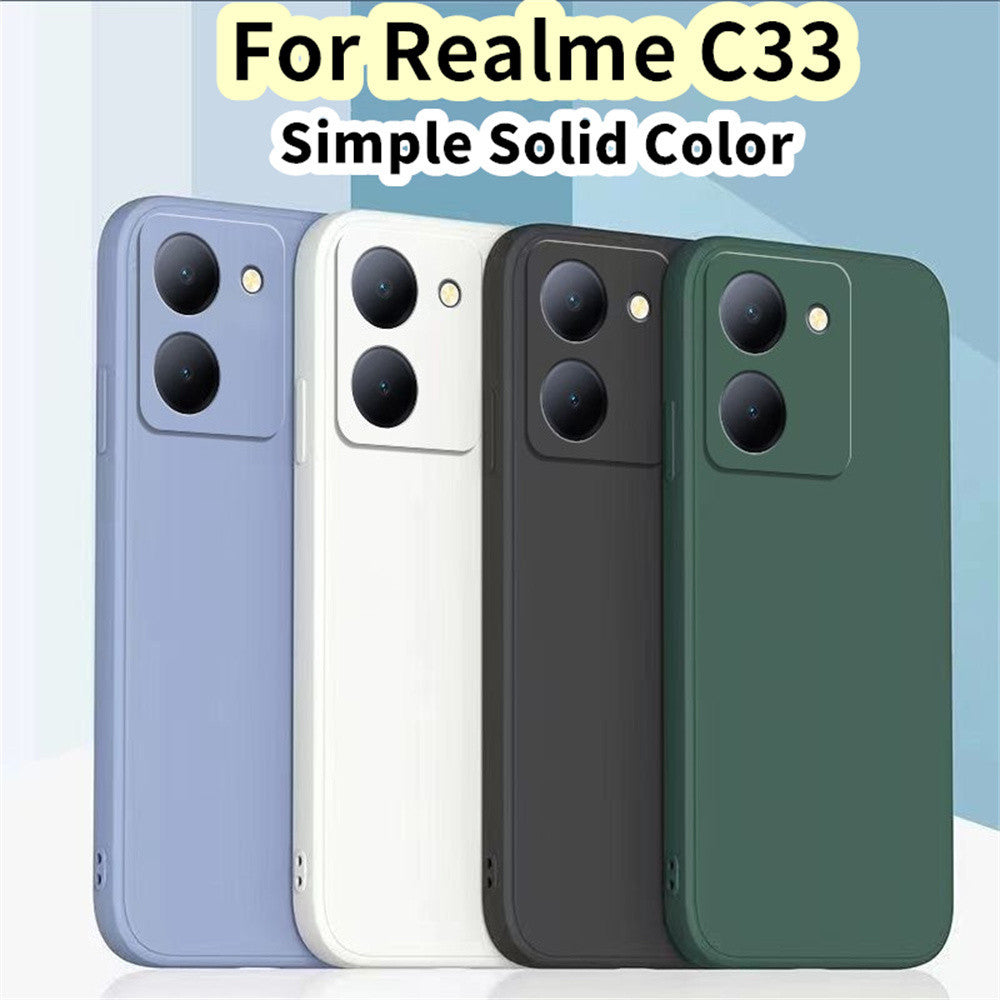 For Realme C33 Cover Drop and wear resistant Silicone Full Case Classic Simple Solid Color Phone Case Cover