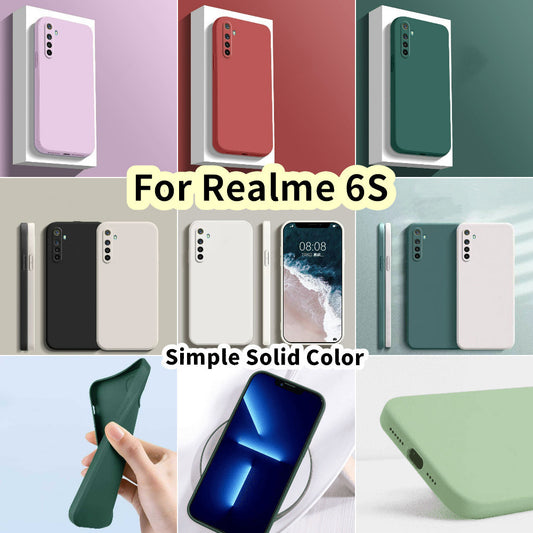 For Realme 6S Cover Drop and wear resistant Silicone Full Case Classic Simple Solid Color Phone Case Cover