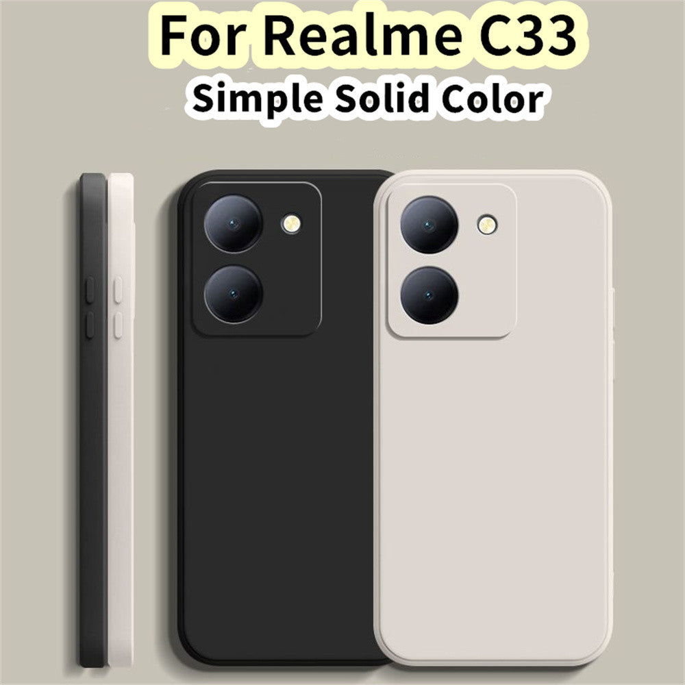 For Realme C33 Cover Drop and wear resistant Silicone Full Case Classic Simple Solid Color Phone Case Cover