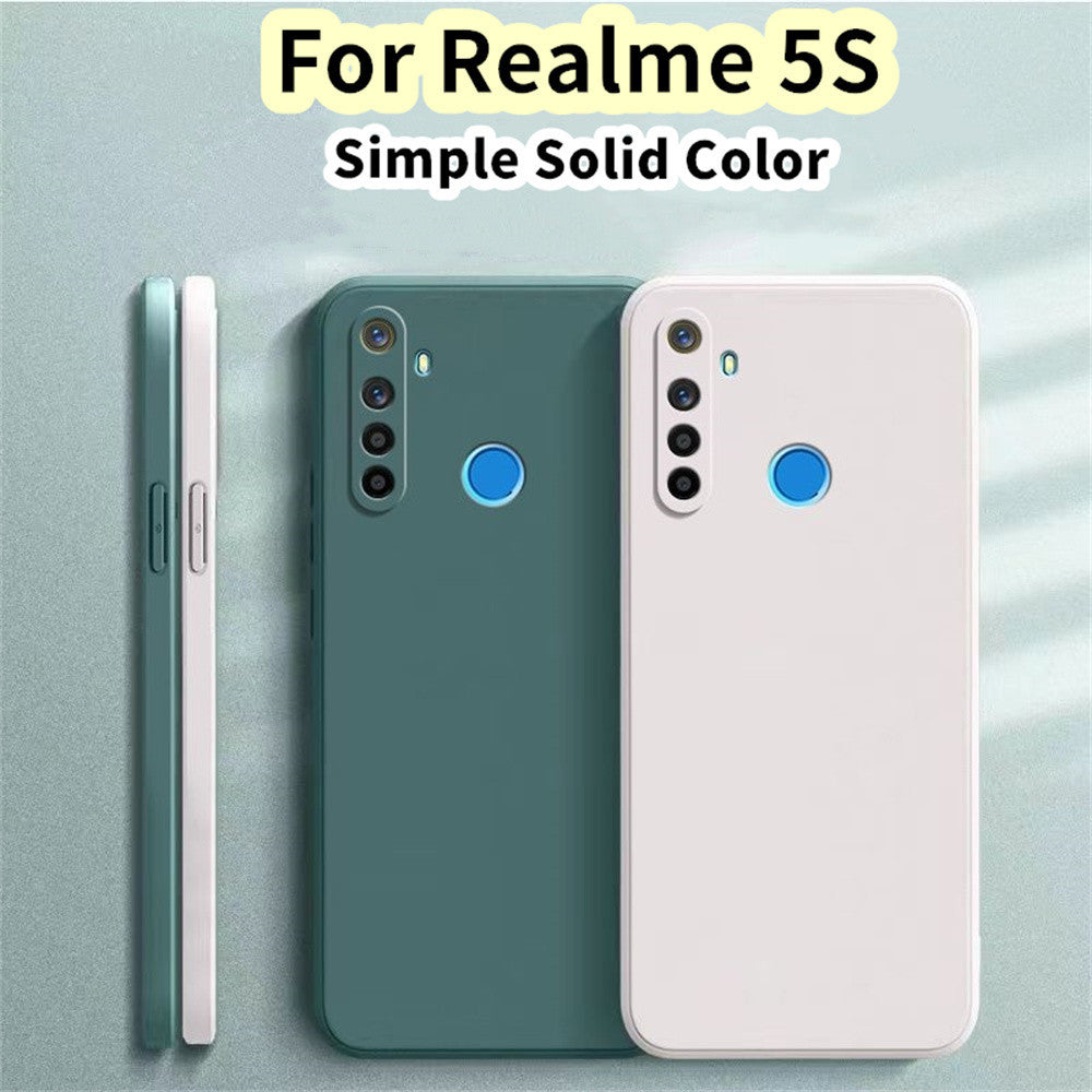 For Realme 5S Cover Drop and wear resistant Silicone Full Case Classic Simple Solid Color Phone Case Cover