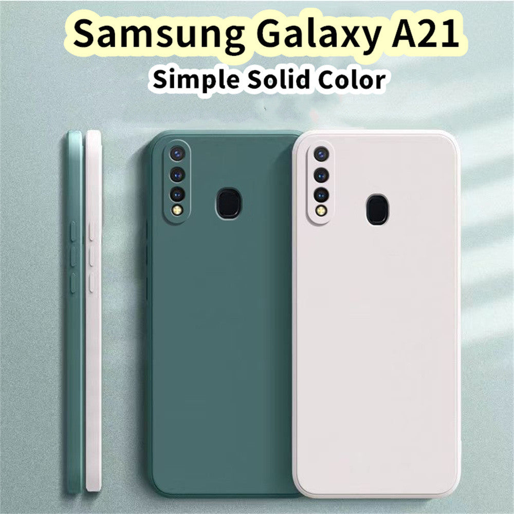 For Samsung Galaxy A21 Cover Drop and wear resistant Silicone Full Case Classic Simple Solid Color Phone Case Cover
