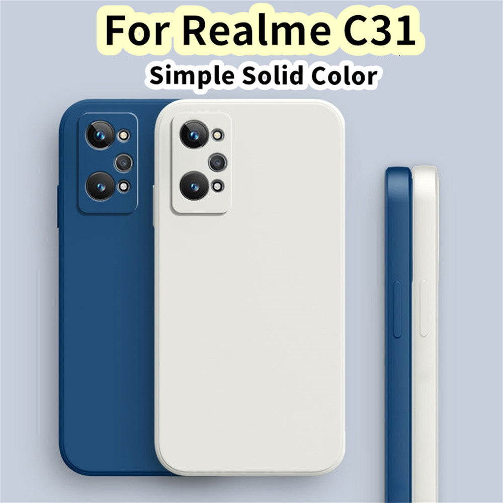 For Realme C31 Cover Drop and wear resistant Silicone Full Case Classic Simple Solid Color Phone Case Cover