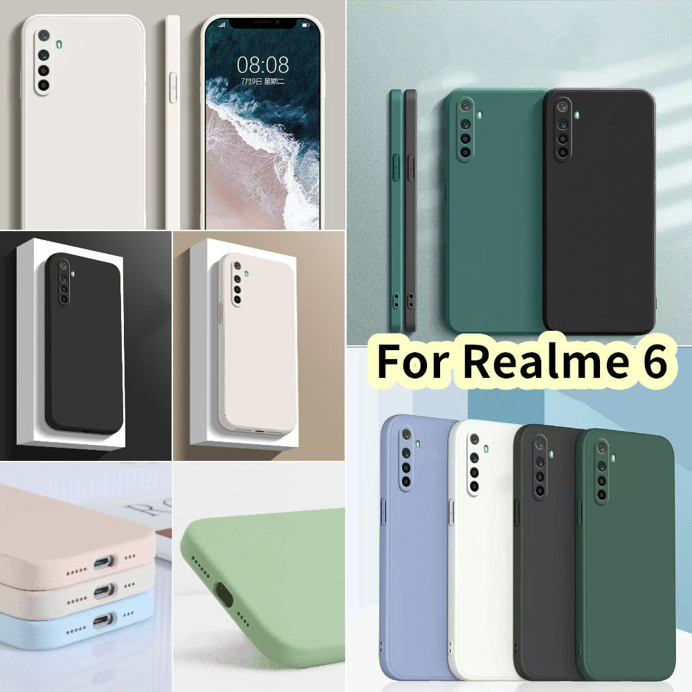 For Realme 6 Cover Drop and wear resistant Silicone Full Case Classic Simple Solid Color Phone Case Cover