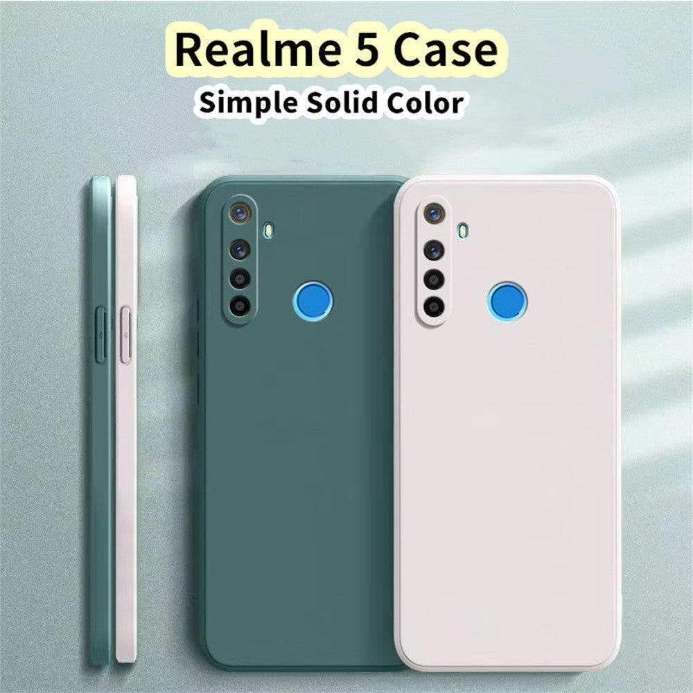 For Realme 5 Cover Drop and wear resistant Silicone Full Case Classic Simple Solid Color Phone Case Cover