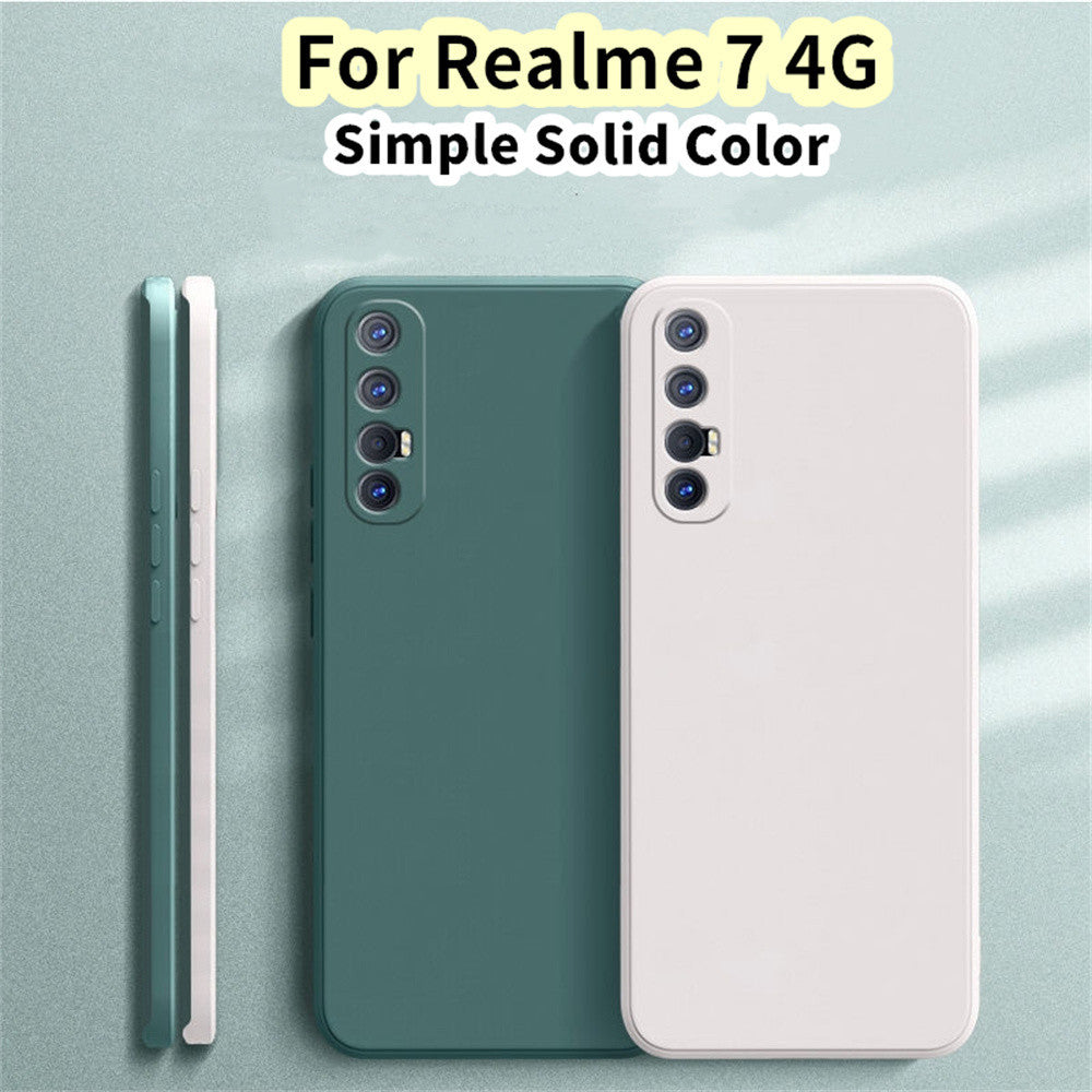 For Realme 7 4G Cover Drop and wear resistant Silicone Full Case Classic Simple Solid Color Phone Case Cover