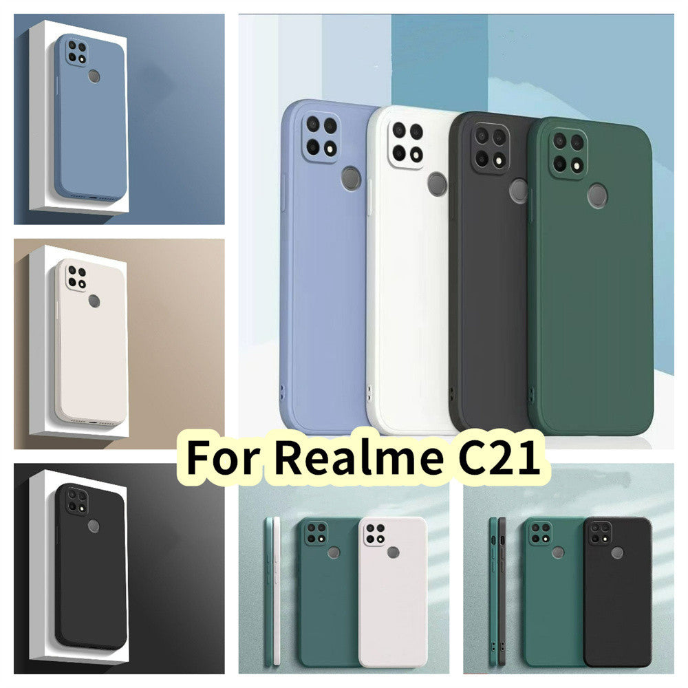 For Realme C21 Cover Drop and wear resistant Silicone Full Case Classic Simple Solid Color Phone Case Cover