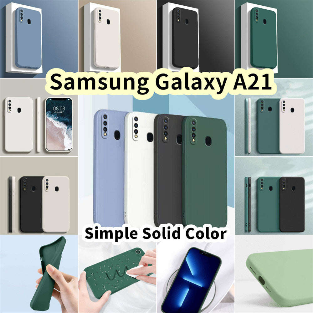 For Samsung Galaxy A21 Cover Drop and wear resistant Silicone Full Case Classic Simple Solid Color Phone Case Cover