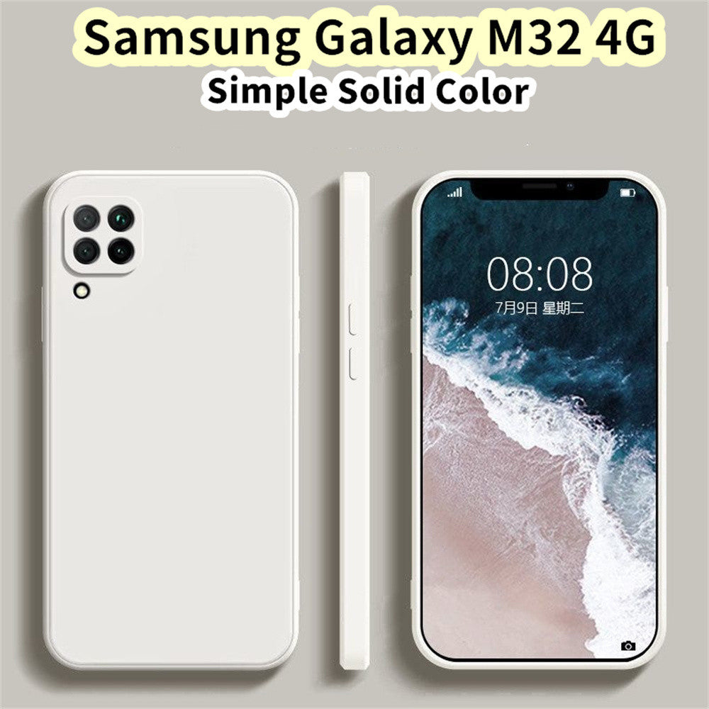 For Samsung Galaxy M32 4G Cover Drop and wear resistant Silicone Full Case Classic Simple Solid Color Phone Case Cover