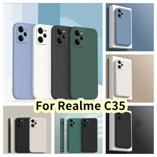 For Realme C35 Cover Drop and wear resistant Silicone Full Case Classic Simple Solid Color Phone Case Cover