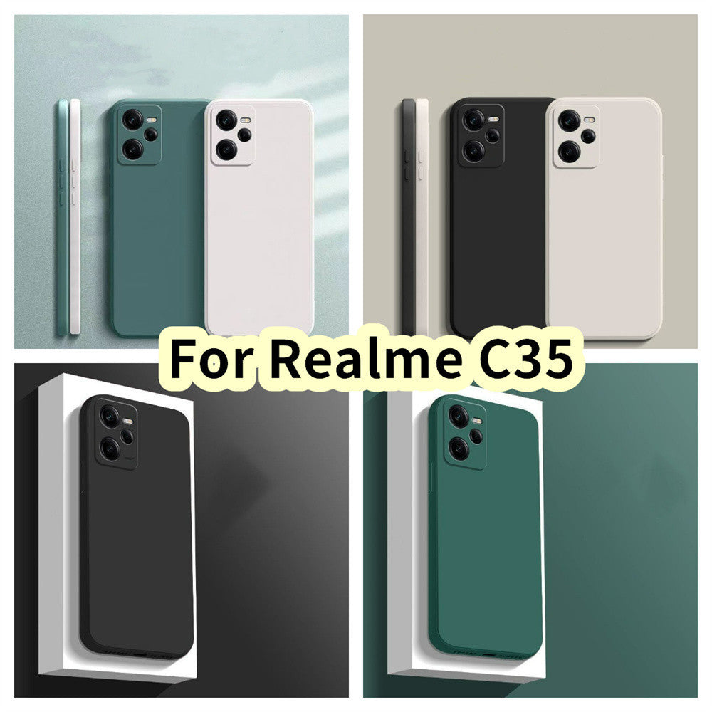 For Realme C35 Cover Drop and wear resistant Silicone Full Case Classic Simple Solid Color Phone Case Cover