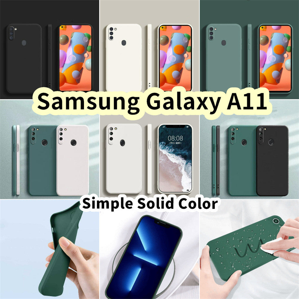 For Samsung Galaxy A11 Cover Drop and wear resistant Silicone Full Case Classic Simple Solid Color Phone Case Cover