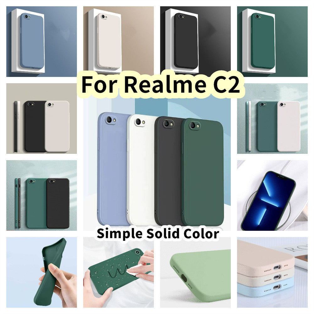 For Realme C2 Cover Drop and wear resistant Silicone Full Case Classic Simple Solid Color Phone Case Cover