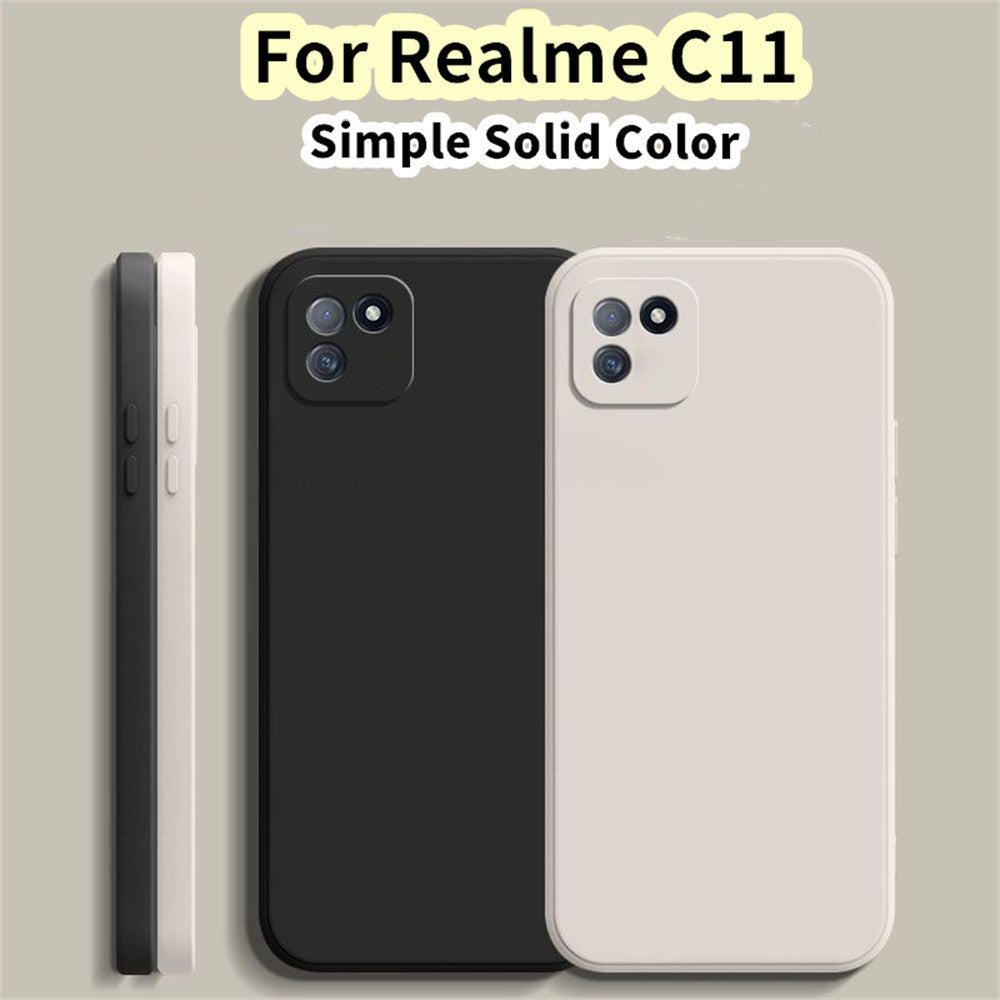 For Realme C11 Cover Drop and wear resistant Silicone Full Case Classic Simple Solid Color Phone Case Cover