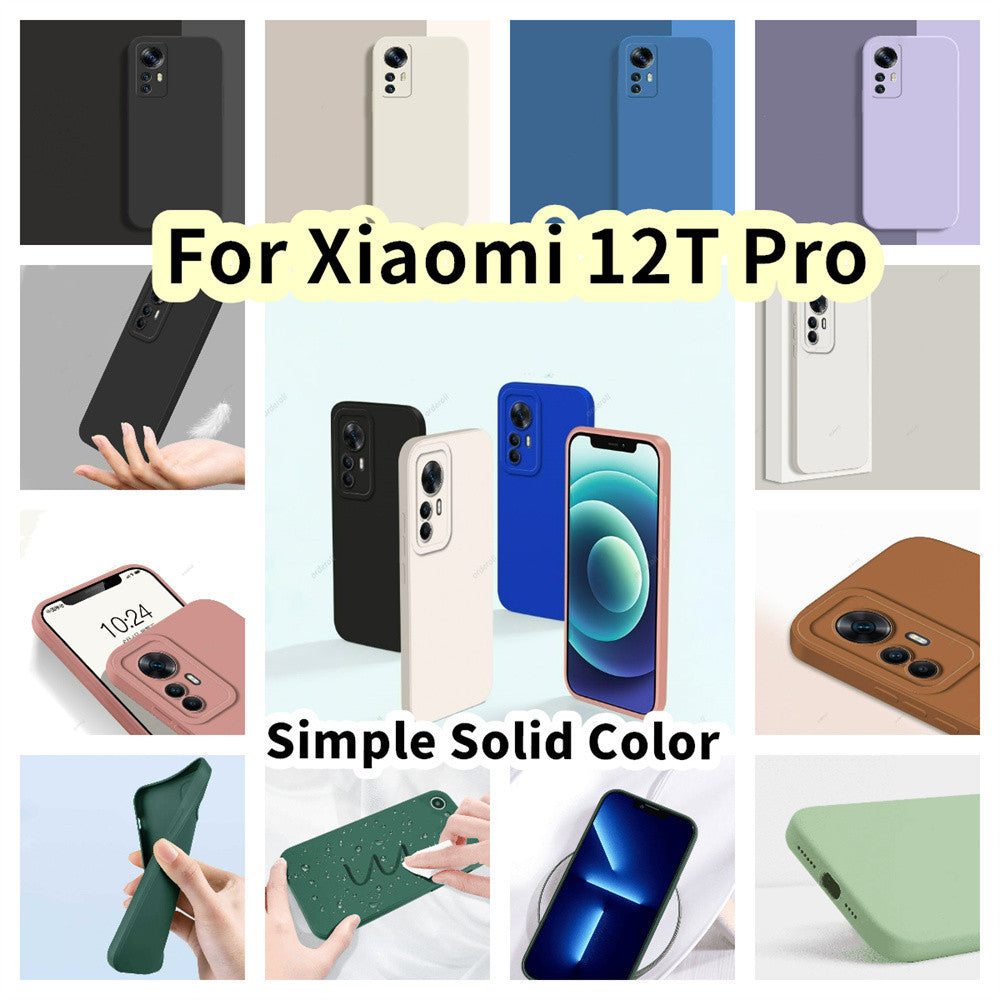 For Xiaomi 12T Pro Cover Drop and wear resistant Silicone Full Case Classic Simple Solid Color Phone Case Cover