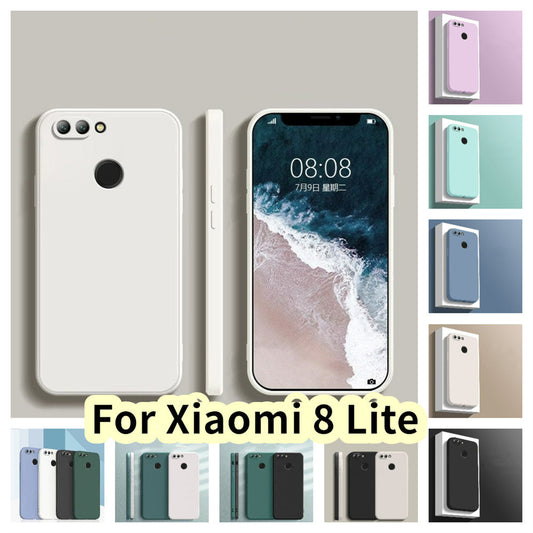 For Xiaomi 8 Lite Cover Drop and wear resistant Silicone Full Case Classic Simple Solid Color Phone Case Cover