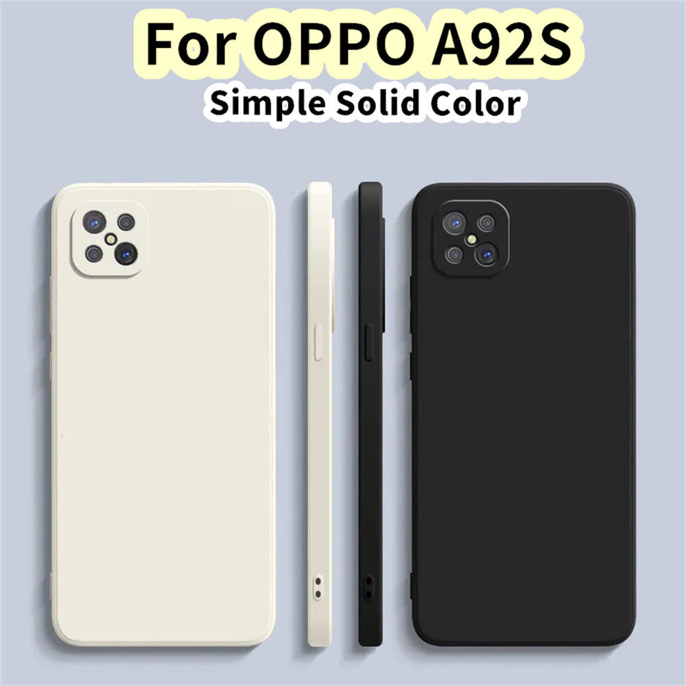 For OPPO A92S Cover Drop and wear resistant Silicone Full Case Classic Simple Solid Color Phone Case Cover