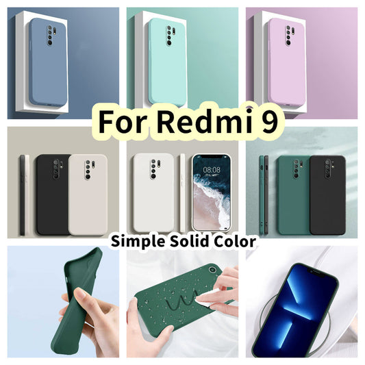 For Redmi 9 Cover Drop and wear resistant Silicone Full Case Classic Simple Solid Color Phone Case Cover