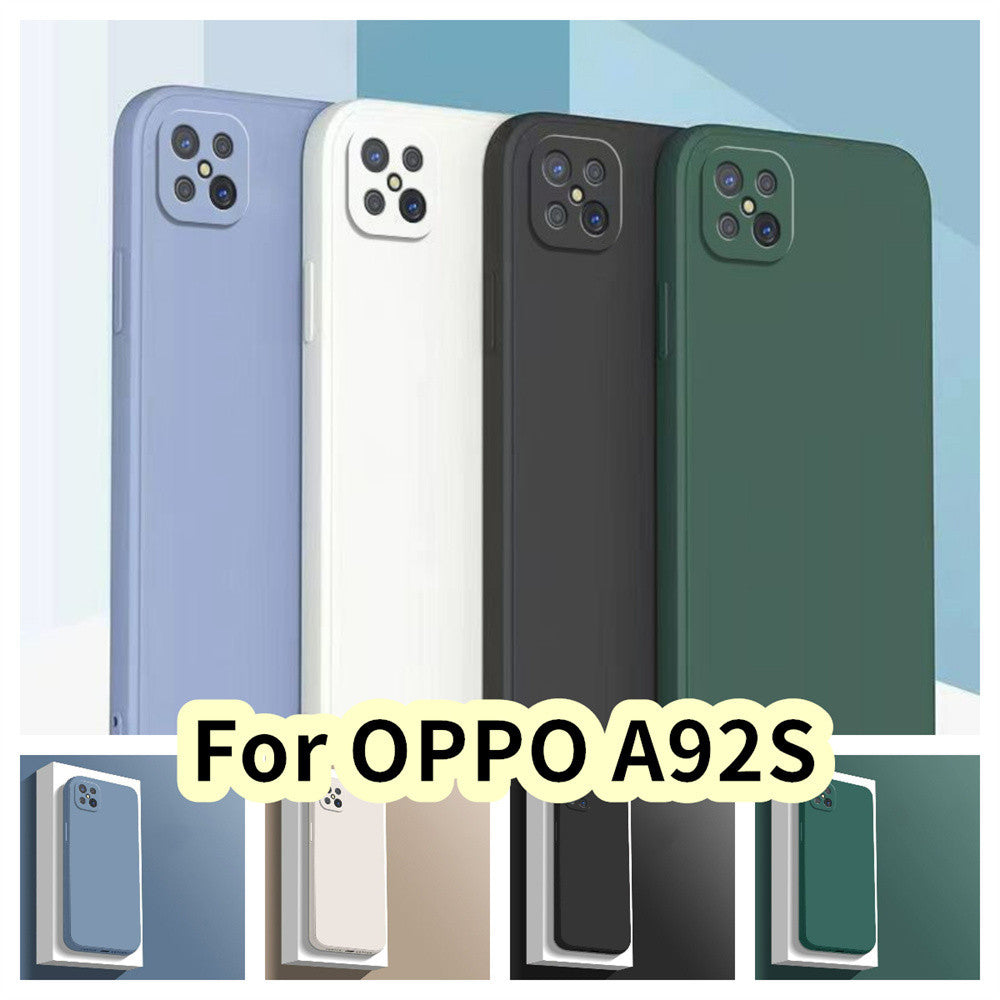 For OPPO A92S Cover Drop and wear resistant Silicone Full Case Classic Simple Solid Color Phone Case Cover