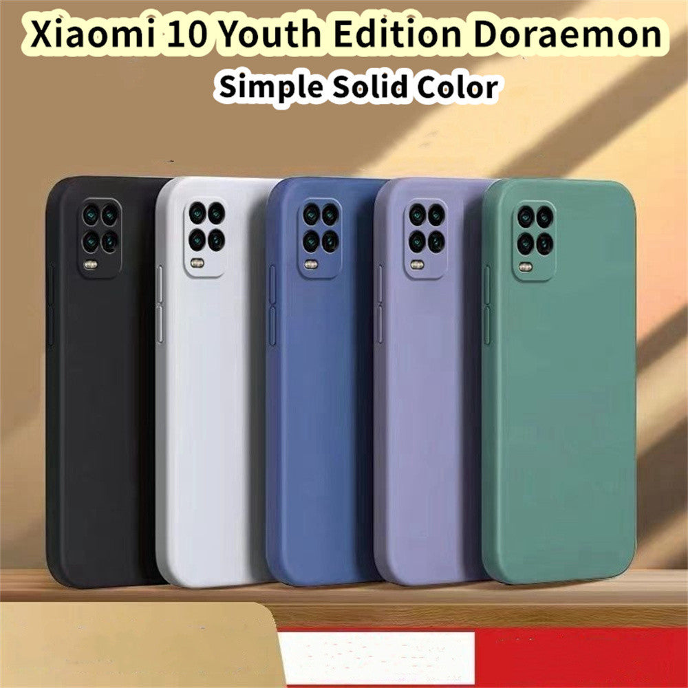For Xiaomi 10 Youth Edition Doraemon Cover Drop and wear resistant Silicone Full Case Classic Simple Solid Color Phone Case Cover