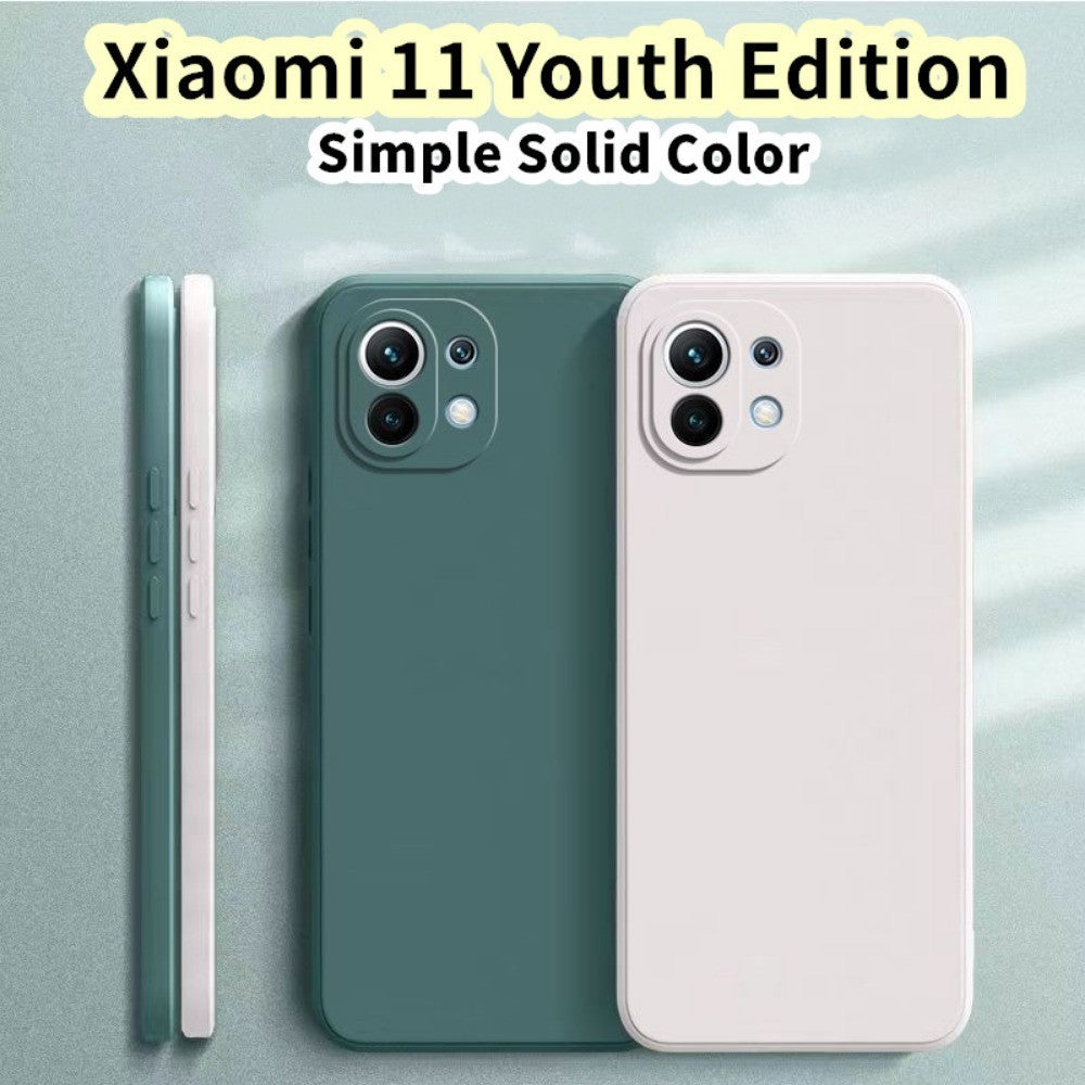 For Xiaomi 11 Youth Edition Cover Drop and wear resistant Silicone Full Case Classic Simple Solid Color Phone Case Cover