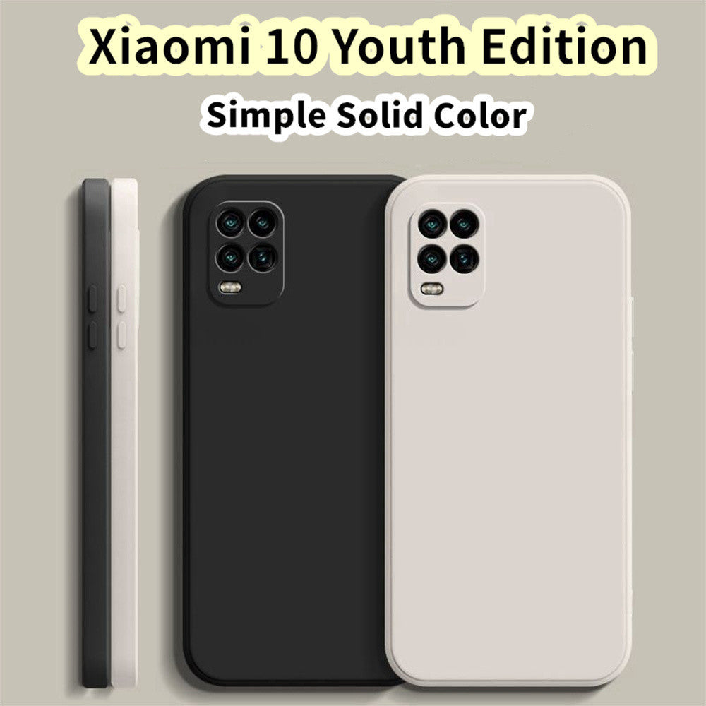 For Xiaomi 10 Youth Edition Cover Drop and wear resistant Silicone Full Case Classic Simple Solid Color Phone Case Cover