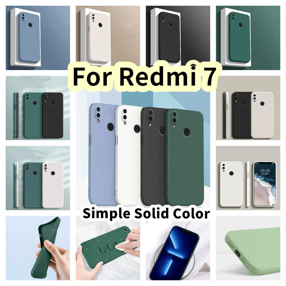 For Redmi 7 Cover Drop and wear resistant Silicone Full Case Classic Simple Solid Color Phone Case Cover