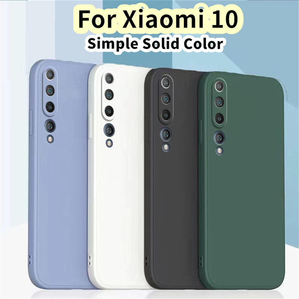 For Xiaomi 10 Cover Drop and wear resistant Silicone Full Case Classic Simple Solid Color Phone Case Cover