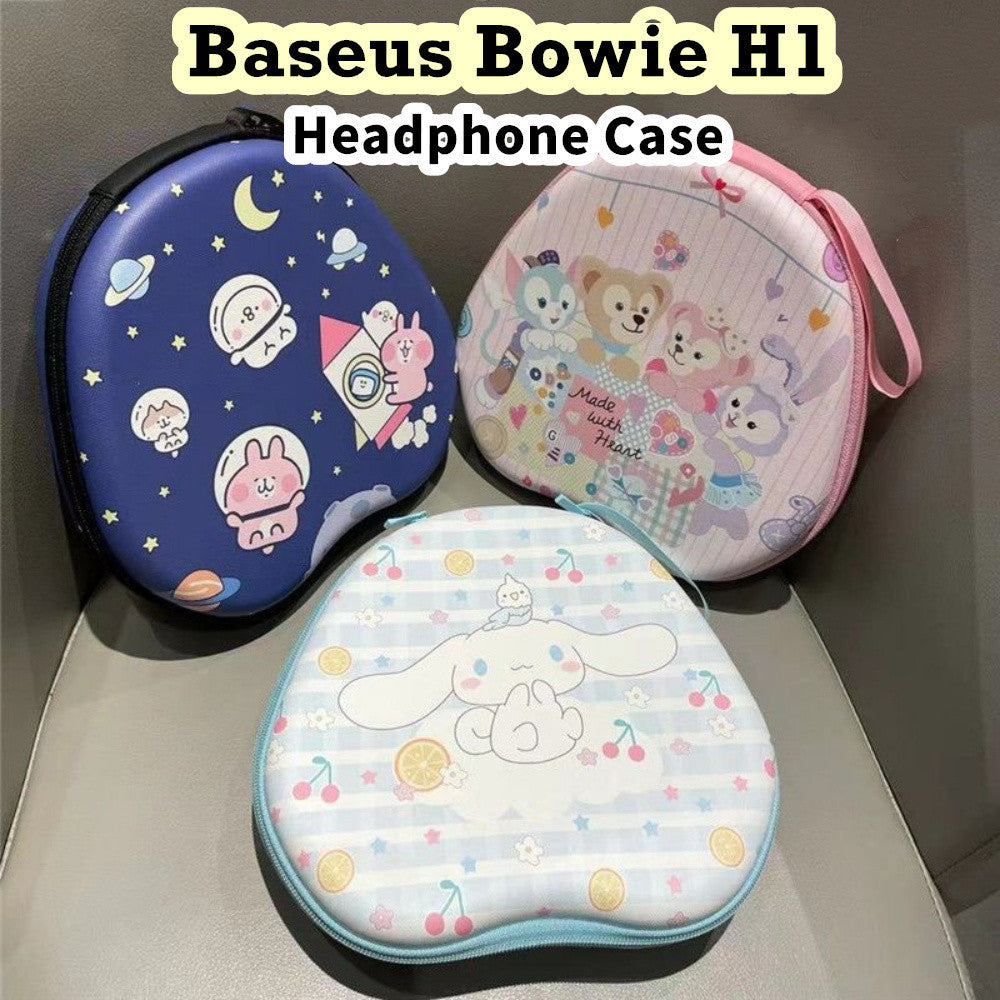 For Baseus Bowie H1 Headphone Case Cartoon Creative Patterns Headset Earpads Storage Bag Casing Box
