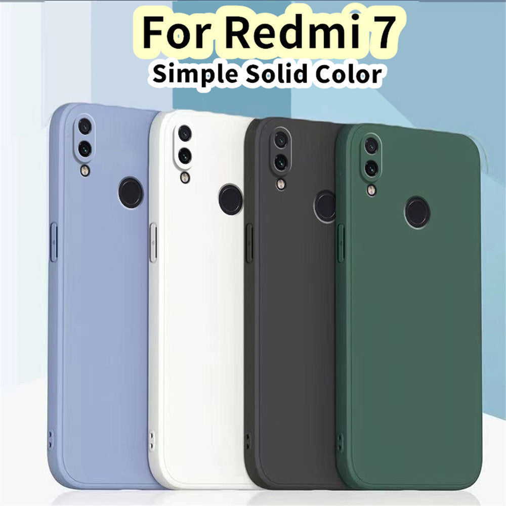 For Redmi 7 Cover Drop and wear resistant Silicone Full Case Classic Simple Solid Color Phone Case Cover
