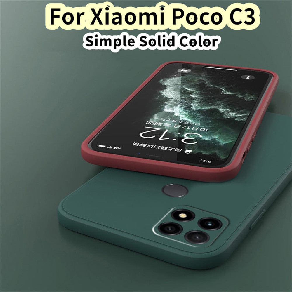 For Xiaomi Poco C3 Cover Drop and wear resistant Silicone Full Case Classic Simple Solid Color Phone Case Cover