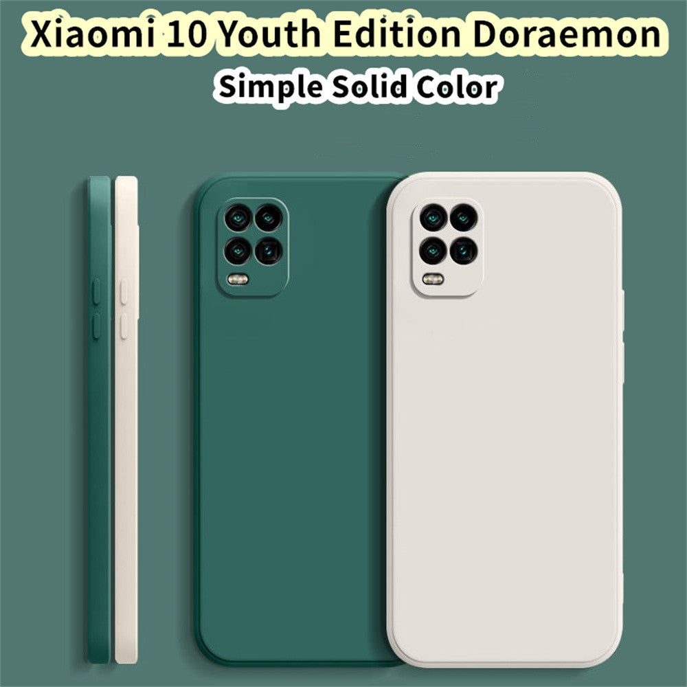 For Xiaomi 10 Youth Edition Doraemon Cover Drop and wear resistant Silicone Full Case Classic Simple Solid Color Phone Case Cover