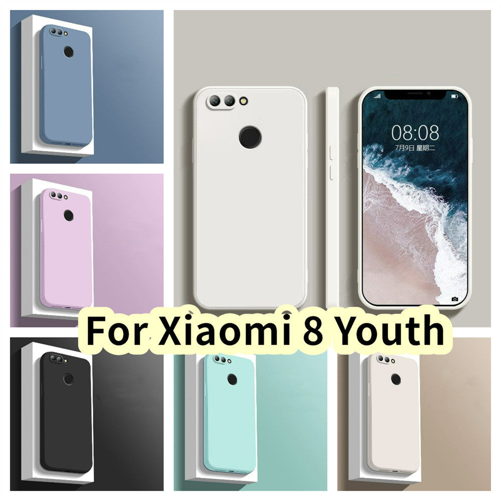 For Xiaomi 8 Youth Cover Drop and wear resistant Silicone Full Case Classic Simple Solid Color Phone Case Cover